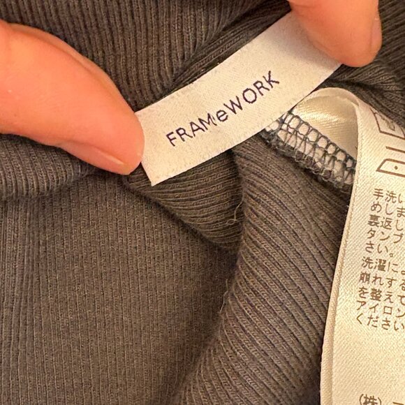 FRAMeWORK Ruffled Ribbed Mockneck TShirt - Picture 2 of 3